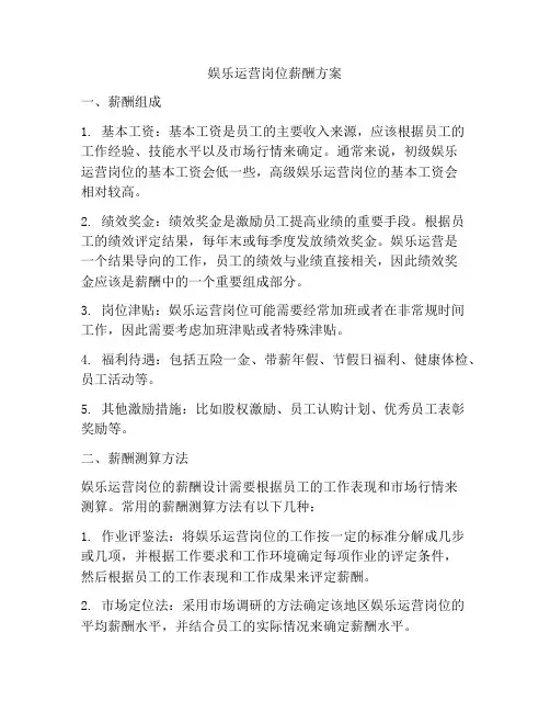 娱乐运营岗位薪酬方案