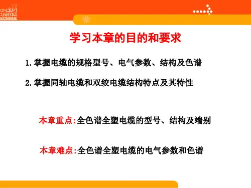 本章重点：全色谱全塑电缆的型号、结构及端别本章难点：50