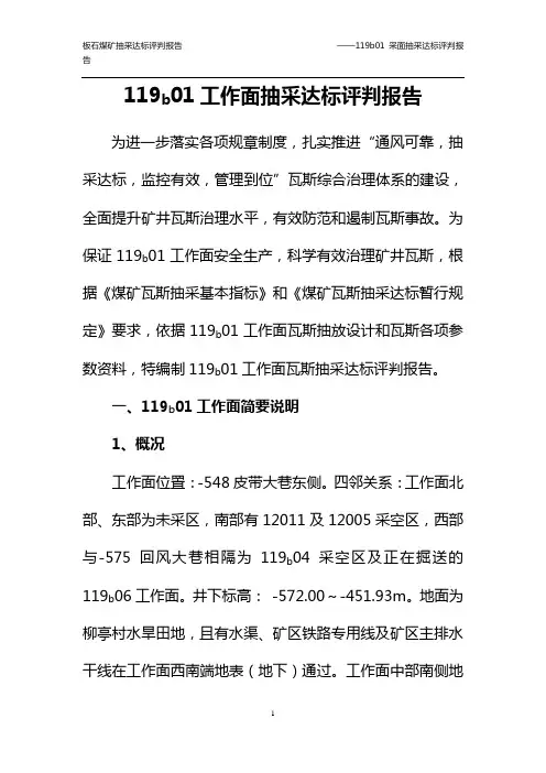 119b01工作面抽采达标评判报告