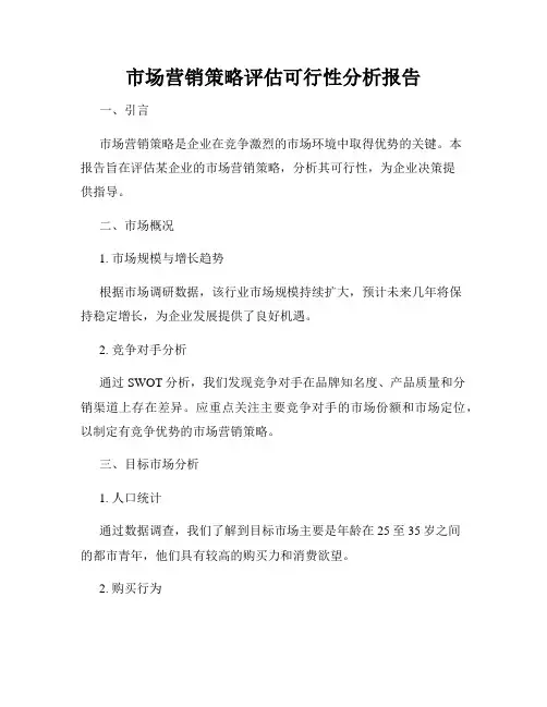 市场营销策略评估可行性分析报告