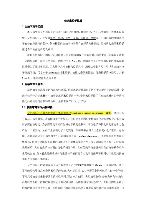 3.1 金纳米粒子性质