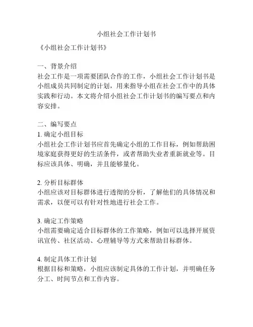 小组社会工作计划书