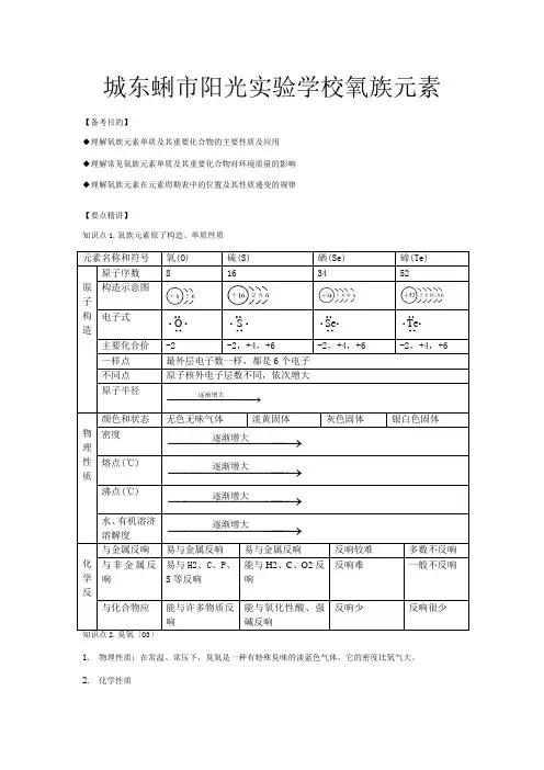 高三一轮复习教案——元素及其化合物 氧族元素