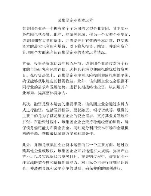 某集团企业资本运营