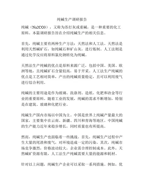 纯碱生产调研报告