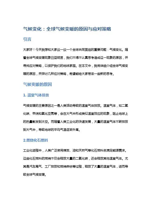 气候变化：全球气候变暖的原因与应对策略