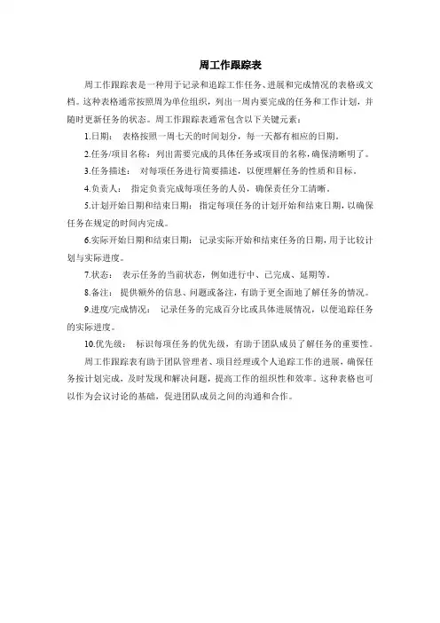 周工作跟踪表