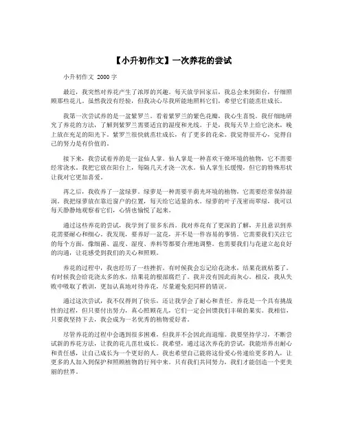 【小升初作文】一次养花的尝试