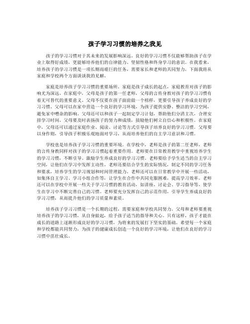 孩子学习习惯的培养之我见