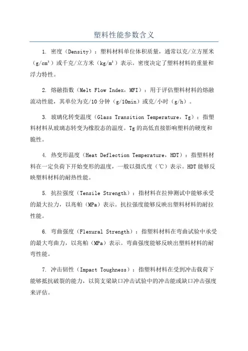 塑料性能参数含义
