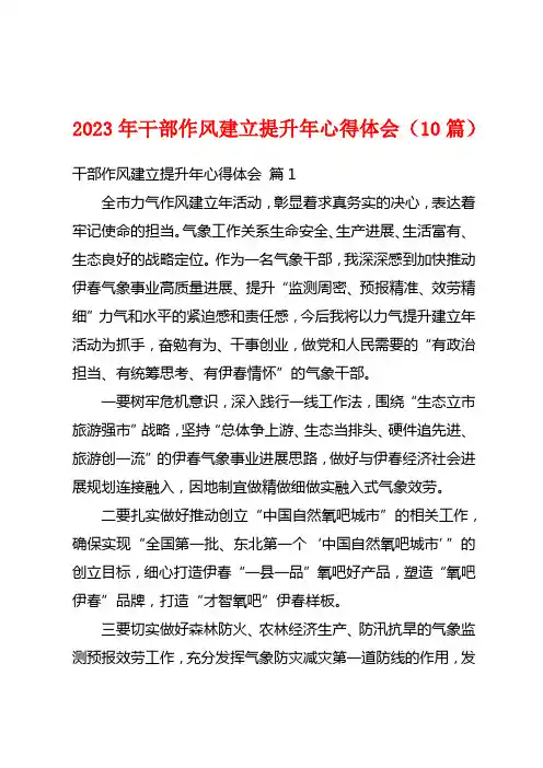 2023年干部作风建设提升年心得体会(10篇)