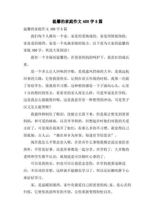 温馨的家庭作文400字5篇