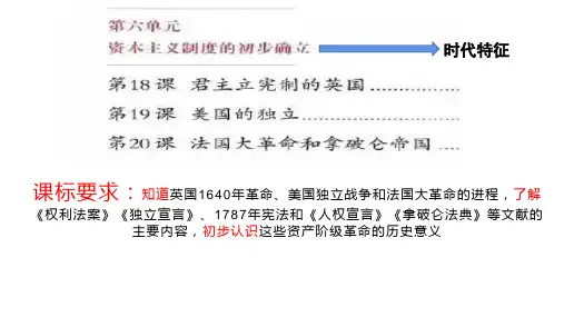 第六单元 资本主义制度的初步确立 部编版九年级历史上册