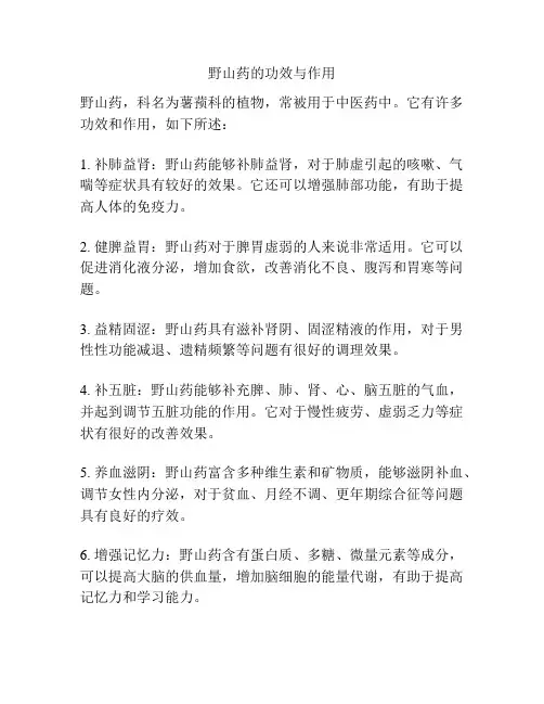 野山药的功效与作用