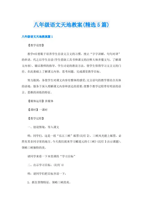 八年级语文天地教案(精选5篇)