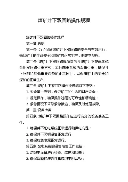 煤矿井下双回路操作规程,1200字