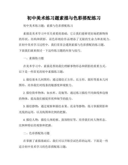 初中美术练习题素描与色彩搭配练习