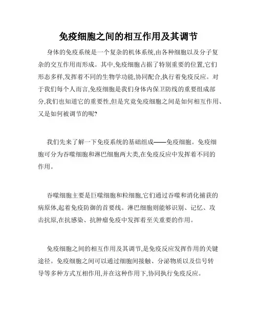 免疫细胞之间的相互作用及其调节