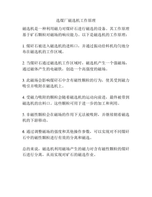 选煤厂磁选机工作原理