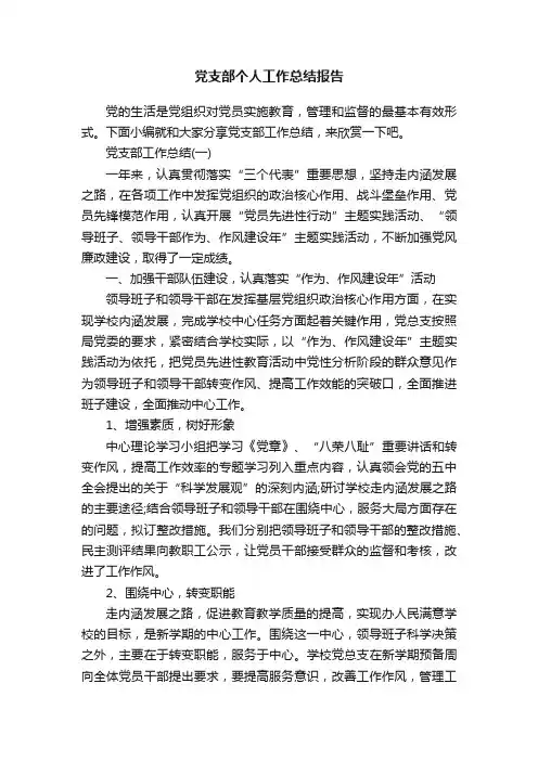党支部个人工作总结报告