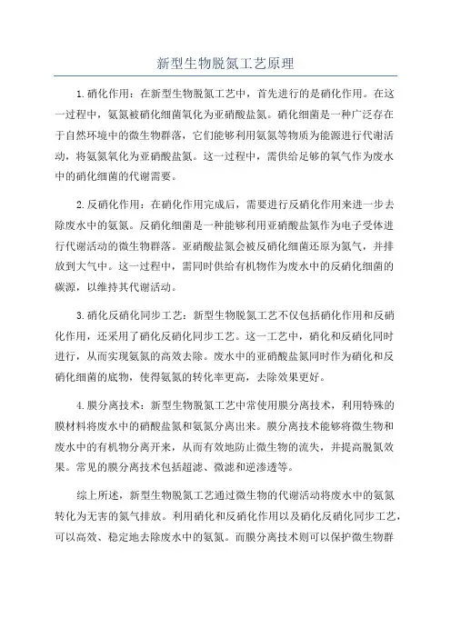新型生物脱氮工艺原理