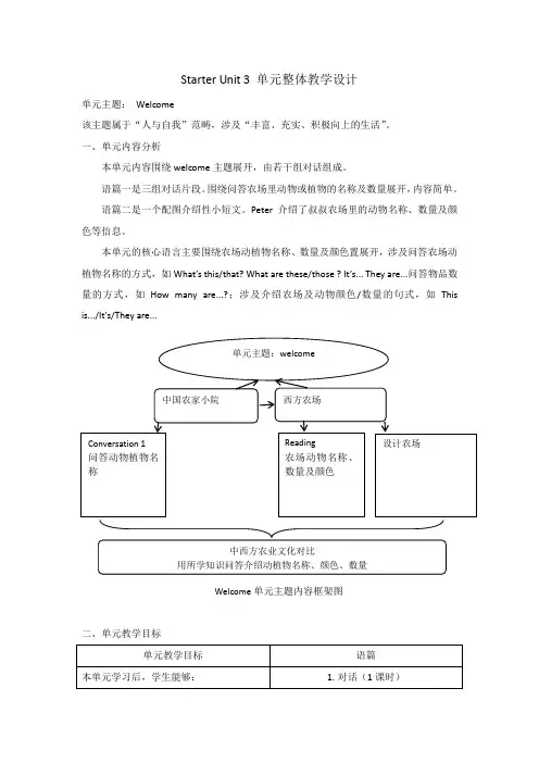 StarterUnit3大单元设计2024-2025学年人教版英语七年级上册