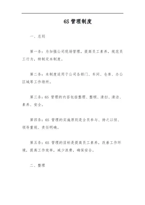 6S管理制度模板
