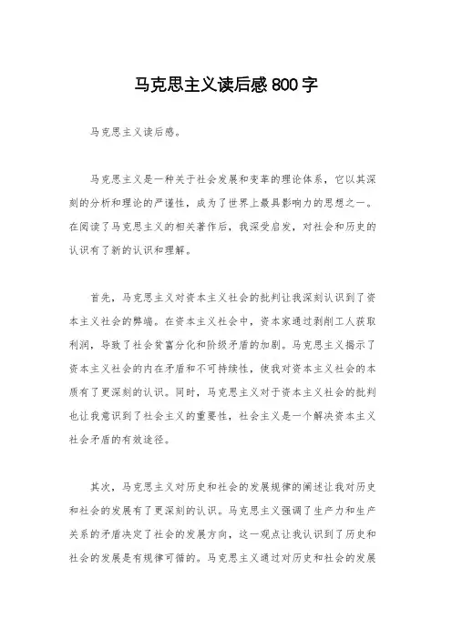 马克思主义读后感800字