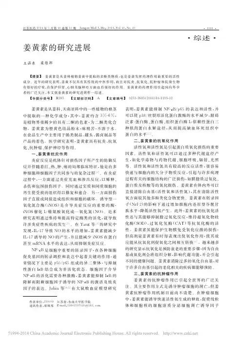 姜黄素的研究进展_王涵东
