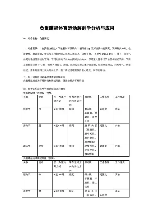 负重蹲起体育运动解剖学分析与应用