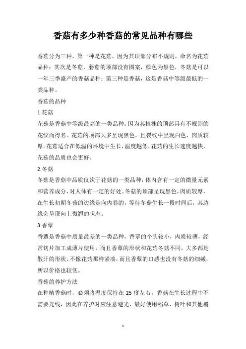 香菇有多少种香菇的常见品种有哪些