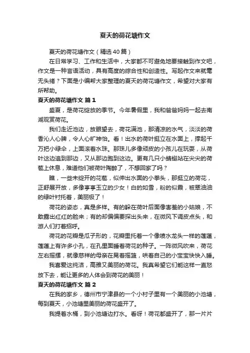 夏天的荷花塘作文（精选40篇）