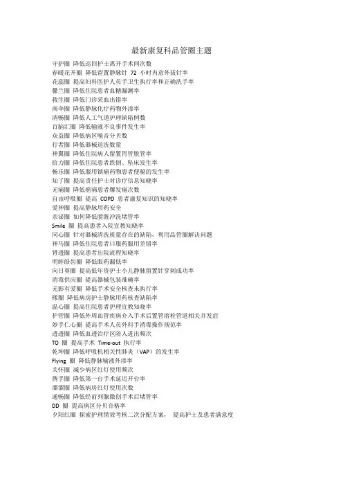 最新康复科品管圈主题