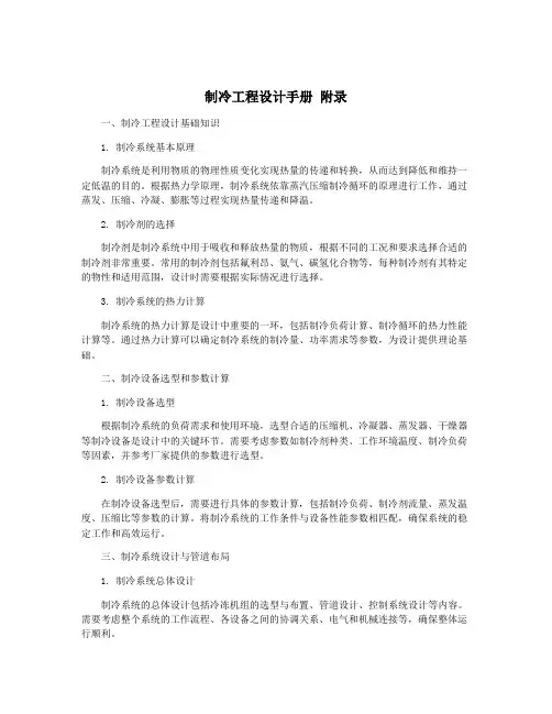 制冷工程设计手册 附录