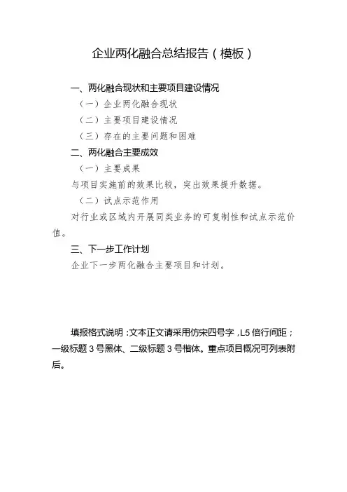 企业两化融合总结报告模板