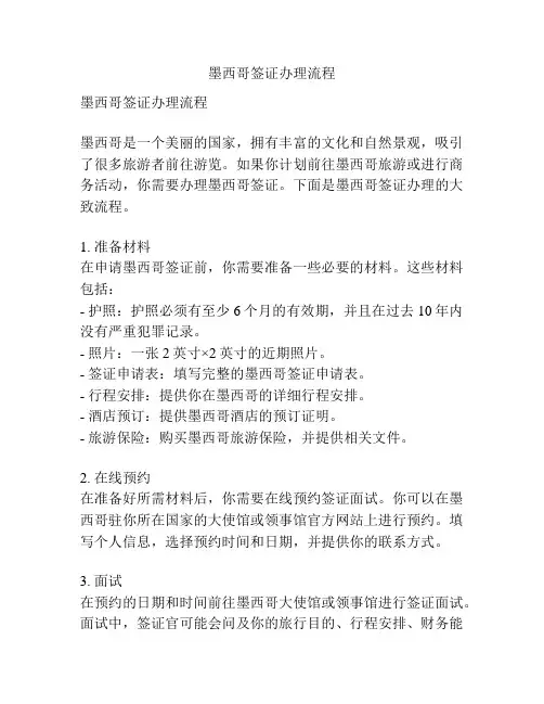 墨西哥签证办理流程