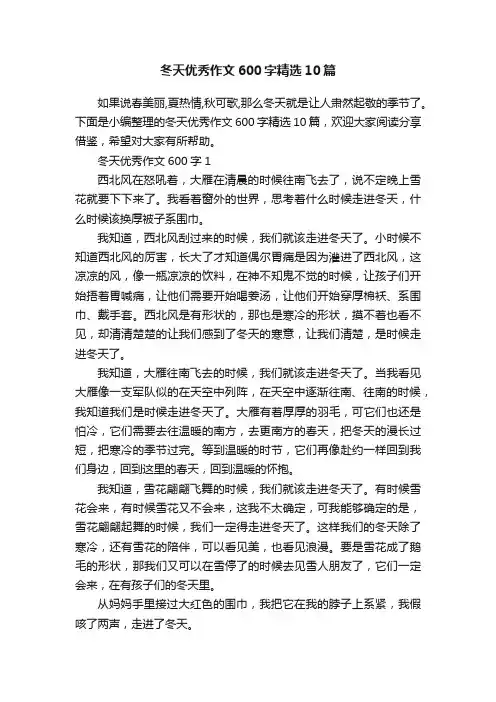 冬天优秀作文600字精选10篇