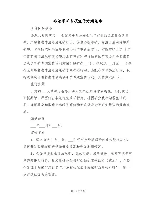 非法采矿专项宣传方案范本（二篇）