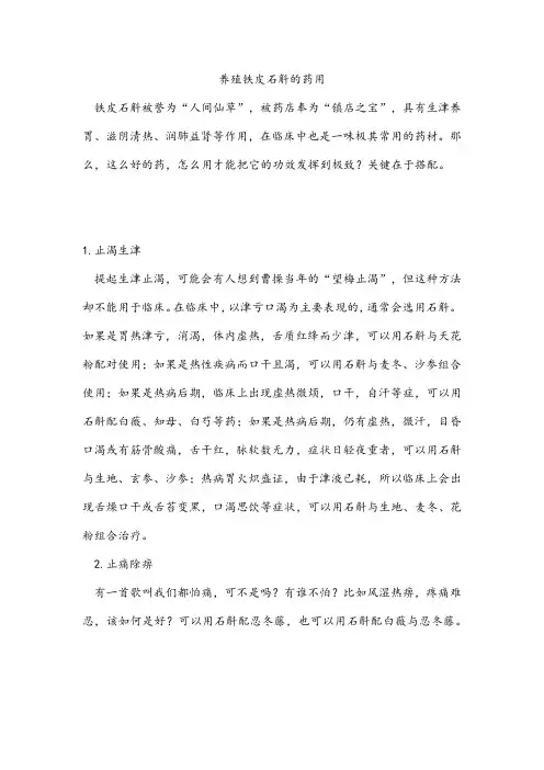 养殖铁皮石斛的药用 