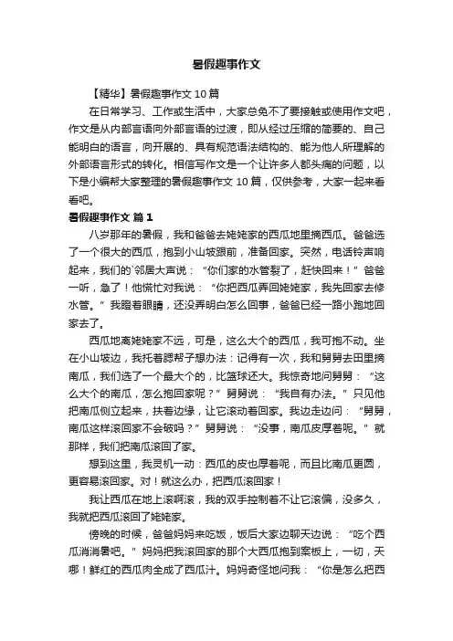 【精华】暑假趣事作文10篇