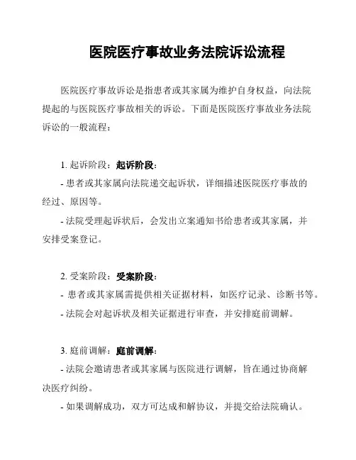 医院医疗事故业务法院诉讼流程