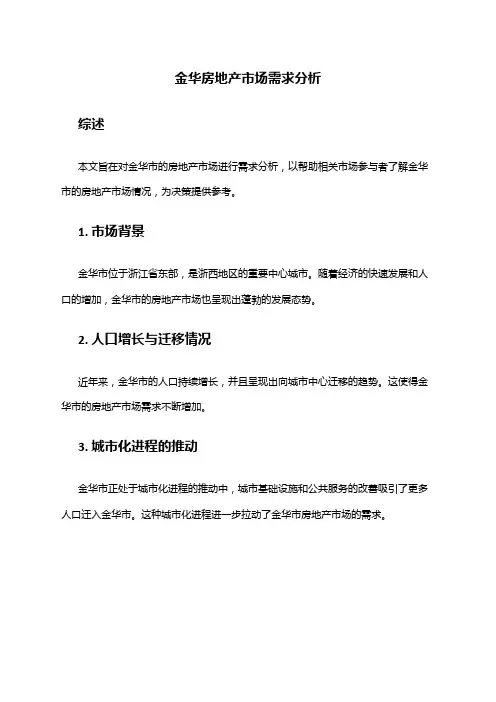 2024年金华房地产市场需求分析