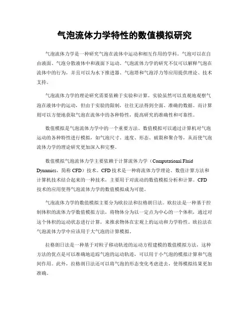 气泡流体力学特性的数值模拟研究