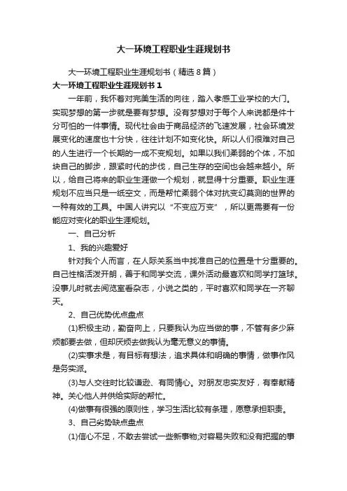 大一环境工程职业生涯规划书