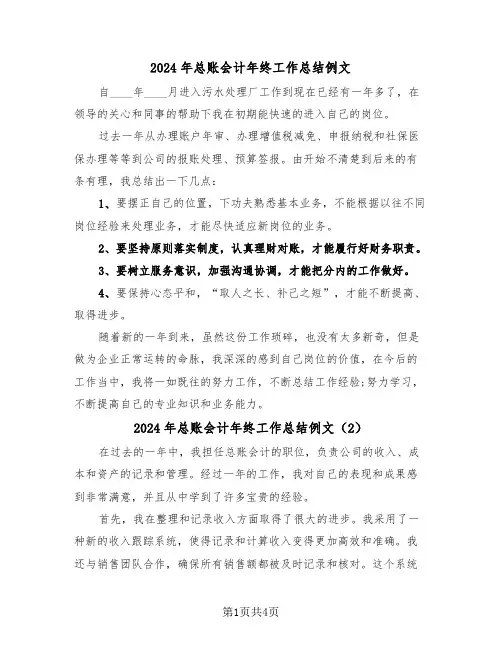 2024年总账会计年终工作总结例文(3篇)