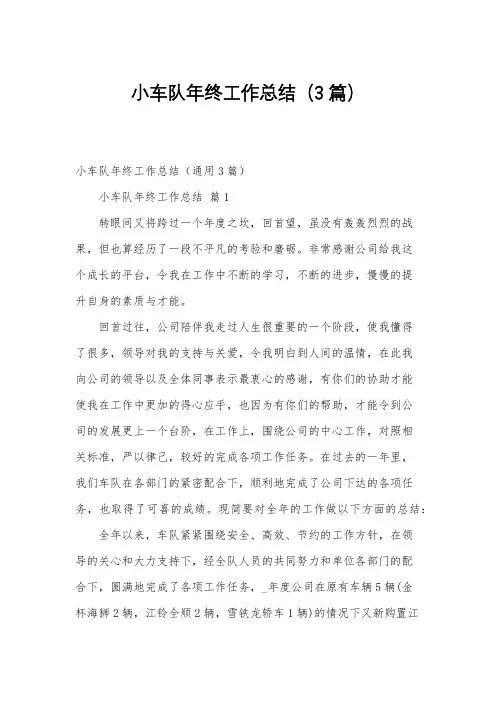 小车队年终工作总结(3篇)