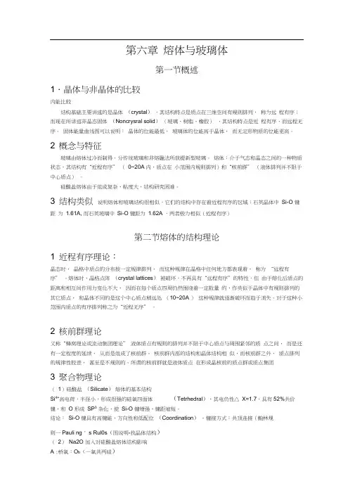 熔体及玻璃体