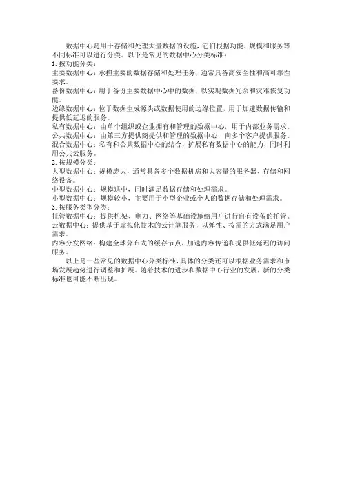数据中心分类标准