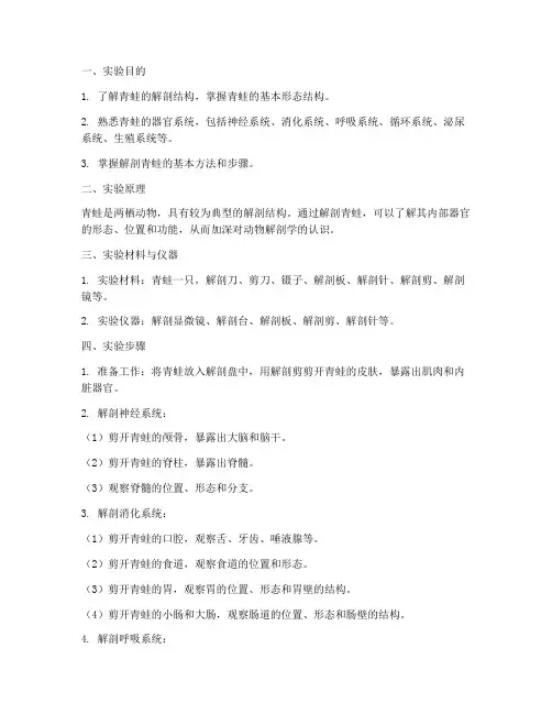 解剖青蛙_实验报告