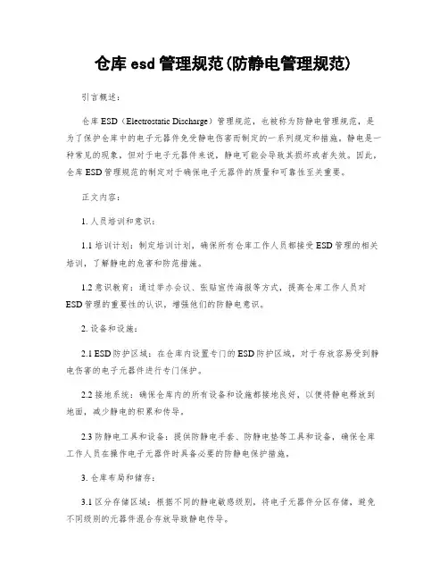 仓库esd管理规范(防静电管理规范)